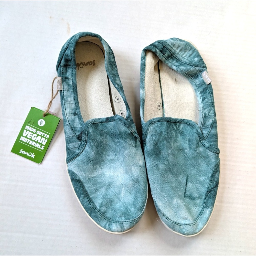 Sanuk Pair O Dice Tie Dye Womens 9 NWT Teal Slip On